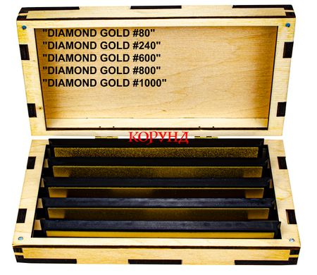 Набір АЛМАЗНИХ точильних каменів "DIAMOND GOLD-5T" (#80, #150, #240, #800, #1000 GRIT)