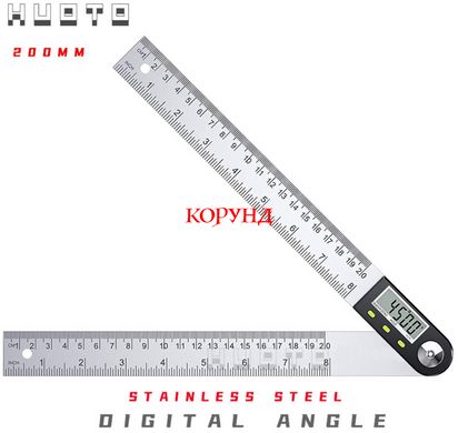 Электронный цифровой угломер-линейка "TL454-200" (транспортир, малка, 0-360°)