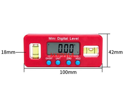Угломер электронный "Mini Digital Level" магнитный, инклинометр, цифровой уровень (IP65, точность ±0,1°)