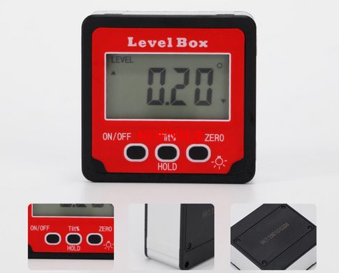 Угломер электронный магнитный, инклинометр, цифровой уровень "RED LEVEL BOX" (IP65, точность ±0,2°)