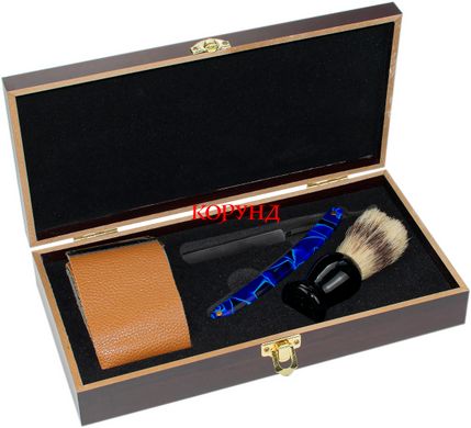 Набір Для Гоління з небезпечною бритвою в подарунковій коробці "VIP BLUE REN 52"