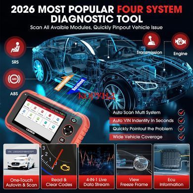 Автосканер Launch CRP129i V2.0 OBD2 &ndash; діагностика 4 систем (Engine/ABS/SRS/Transmission) + 12 сервісних функцій, DPF, TPMS, EPB
