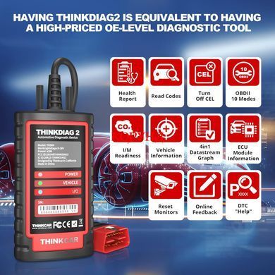 Автосканер THINKCAR THINKDIAG 2 OBD2 Bluetooth для Android iOS з ECU Coding та 16 сервісними функціями