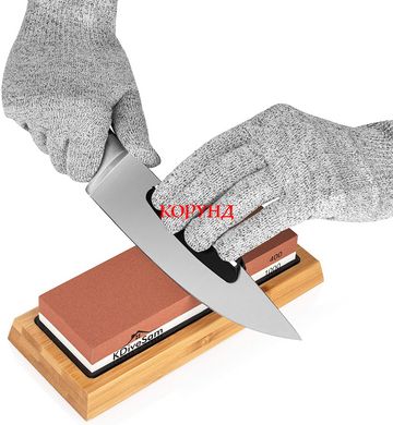 Набор для заточки ножей "КОРУНД PROFI-8NEW" с бамбуковой подставкой (#400/#1000; #3000/#8000, 8 предметов)
