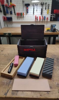 Подарунковий набір для заточування ножів "КОРУНД BLADE MASTER PRO" 7 предметів у дерев'яній скрині