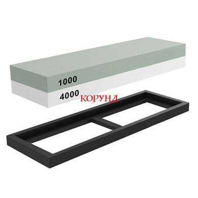 Абразивный точильный камень 1000#/4000# двухсторонний (водный) "КОРУНД" (180х60х30мм)