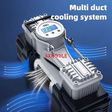 Компресор "DELI 8060" 120W 30л/хв для легкових автомобілів, мотоциклів, велосипедів (12V /+Адаптер 220V-12V)