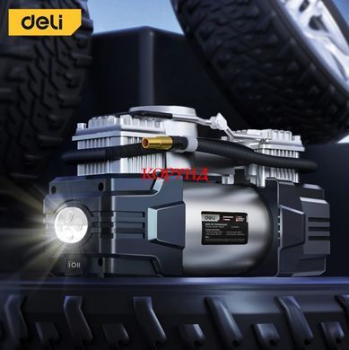 Компресор "DELI 8060" 120W 30л/хв для легкових автомобілів, мотоциклів, велосипедів (12V /+Адаптер 220V-12V)