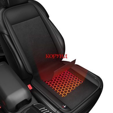 Накидка з підігрівом "Anjuny 2021P" на пасажирське сидіння автомобіля (чорний Голандський оксамит + Шкіра)